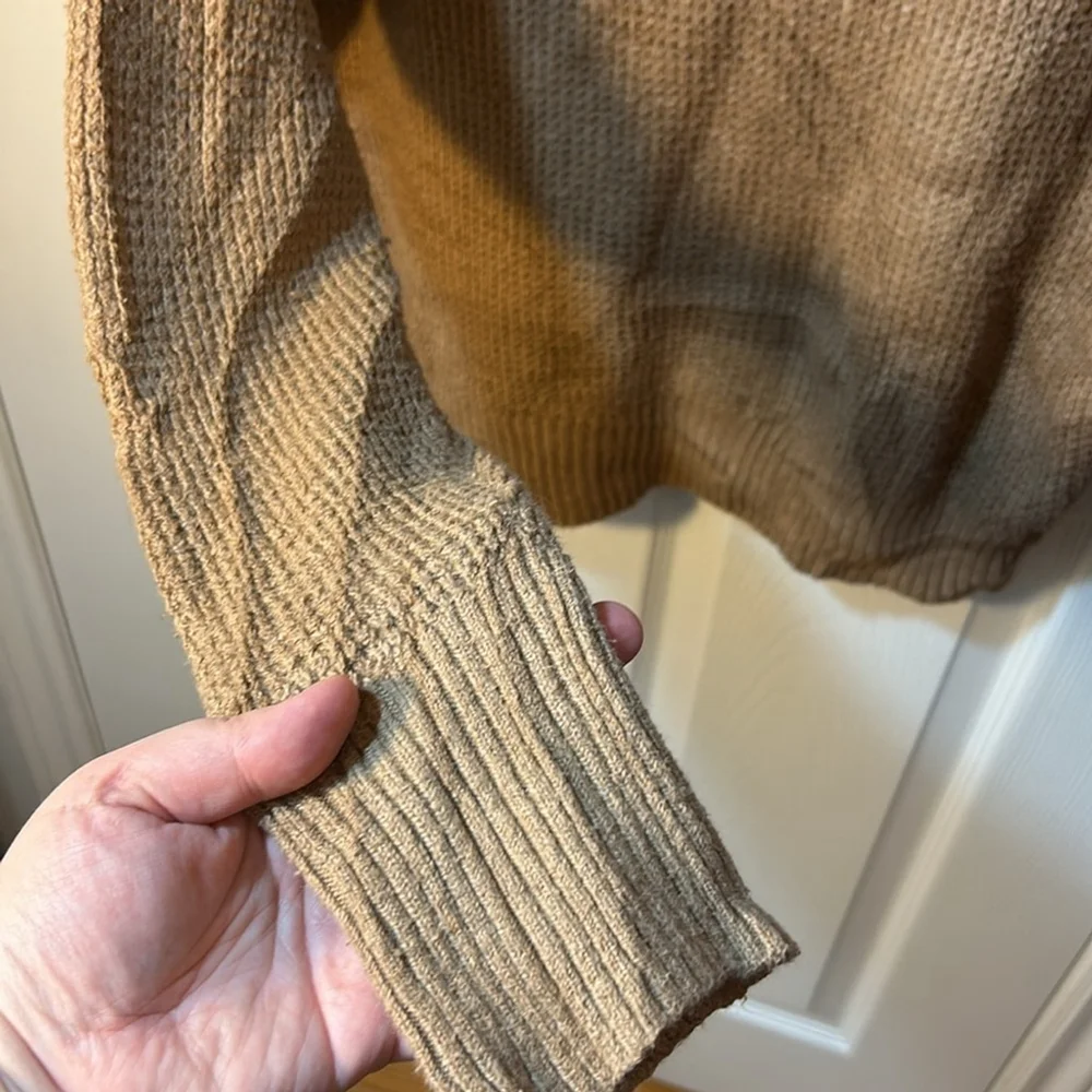 Size, small Aerie cotton polyester blend brown quarter-zip pullover sweater - Picture 4 of 9